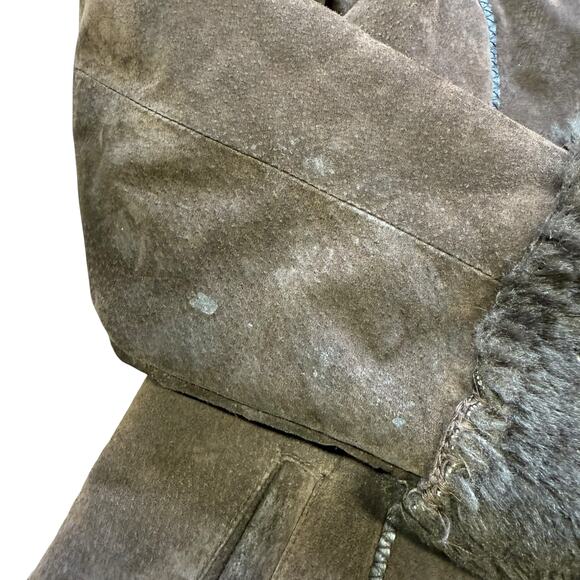 Y2K Wilson Leather Suede Fur Lined Brown Coat Medium - Picture 12 of 16
